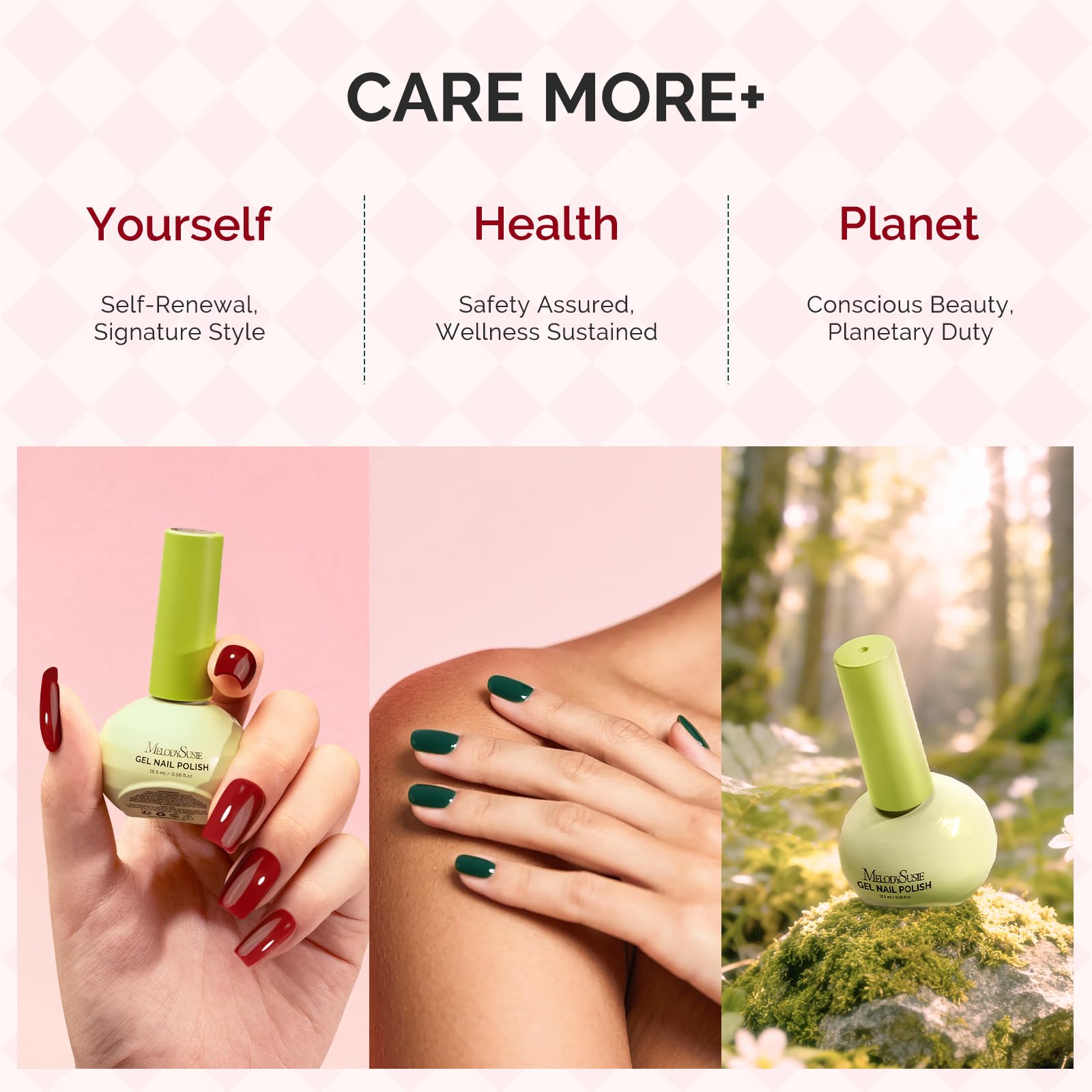 Plant-based 3-free MelodySusie formula for gentler wear