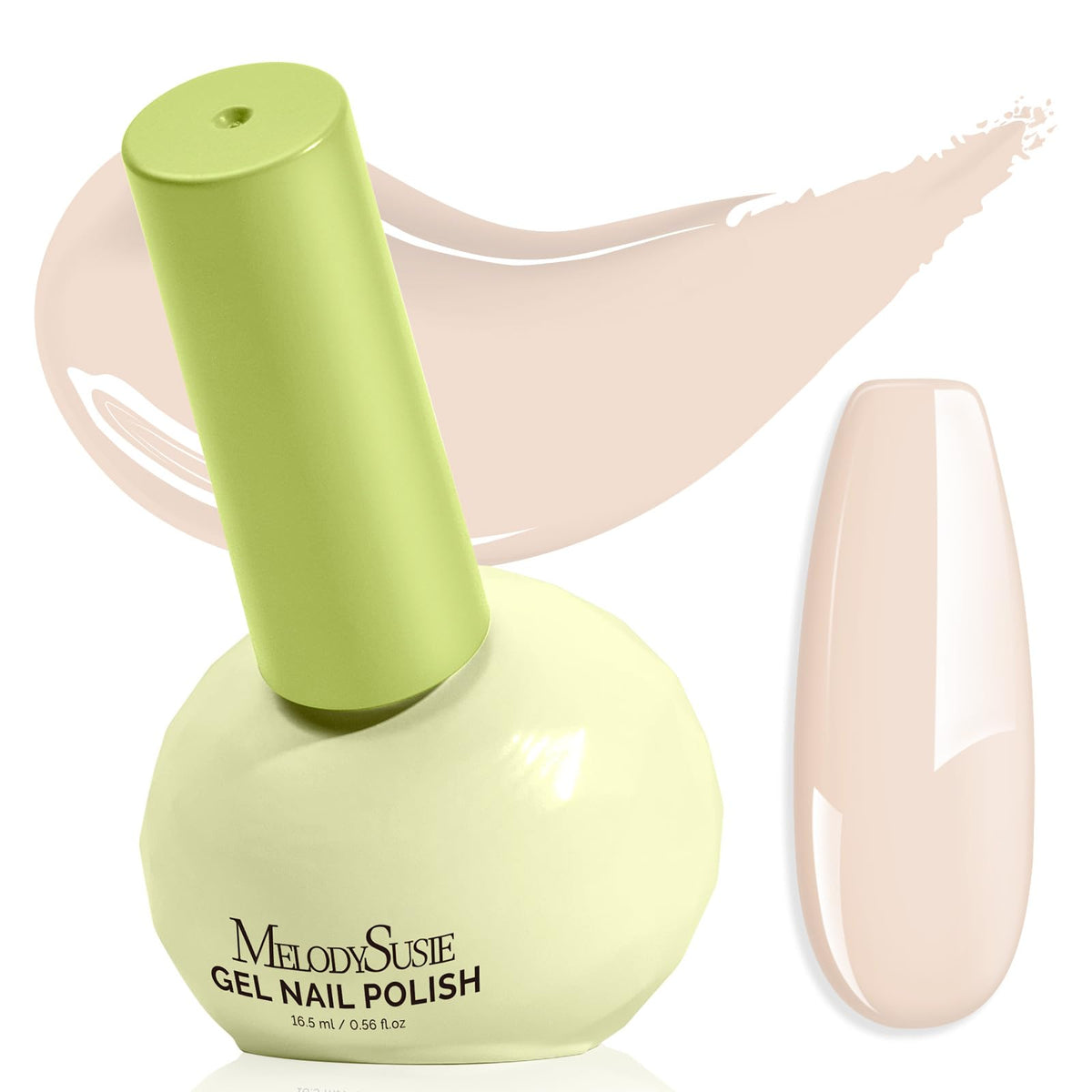 MelodySusie gel polish bottle tilted for easy access and precise application.