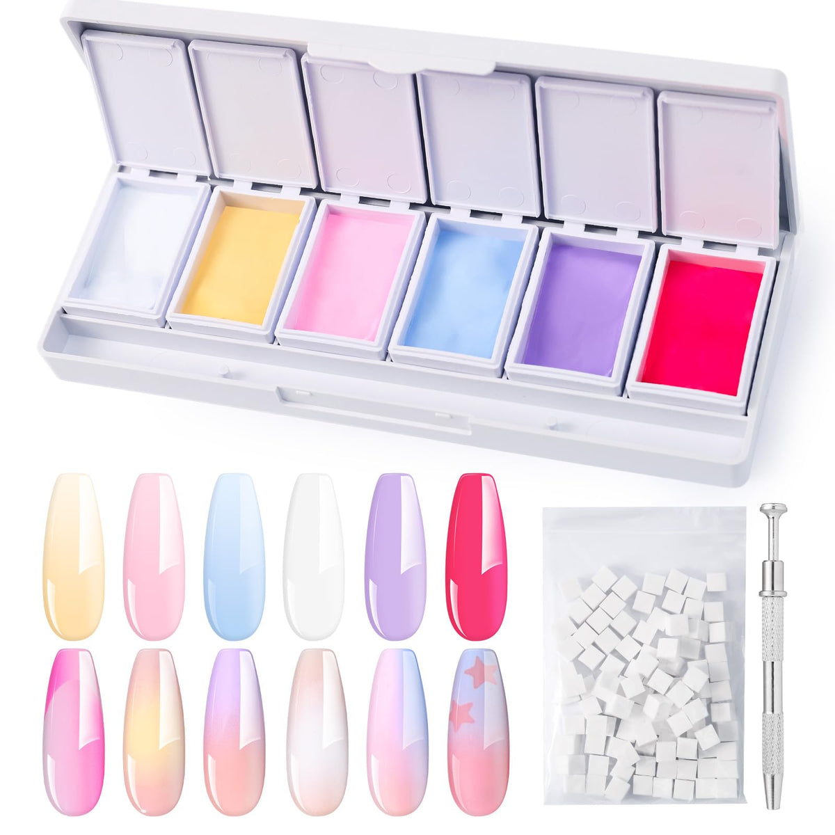 MelodySusie gradient painting gel palette with six colors for ombre nails.