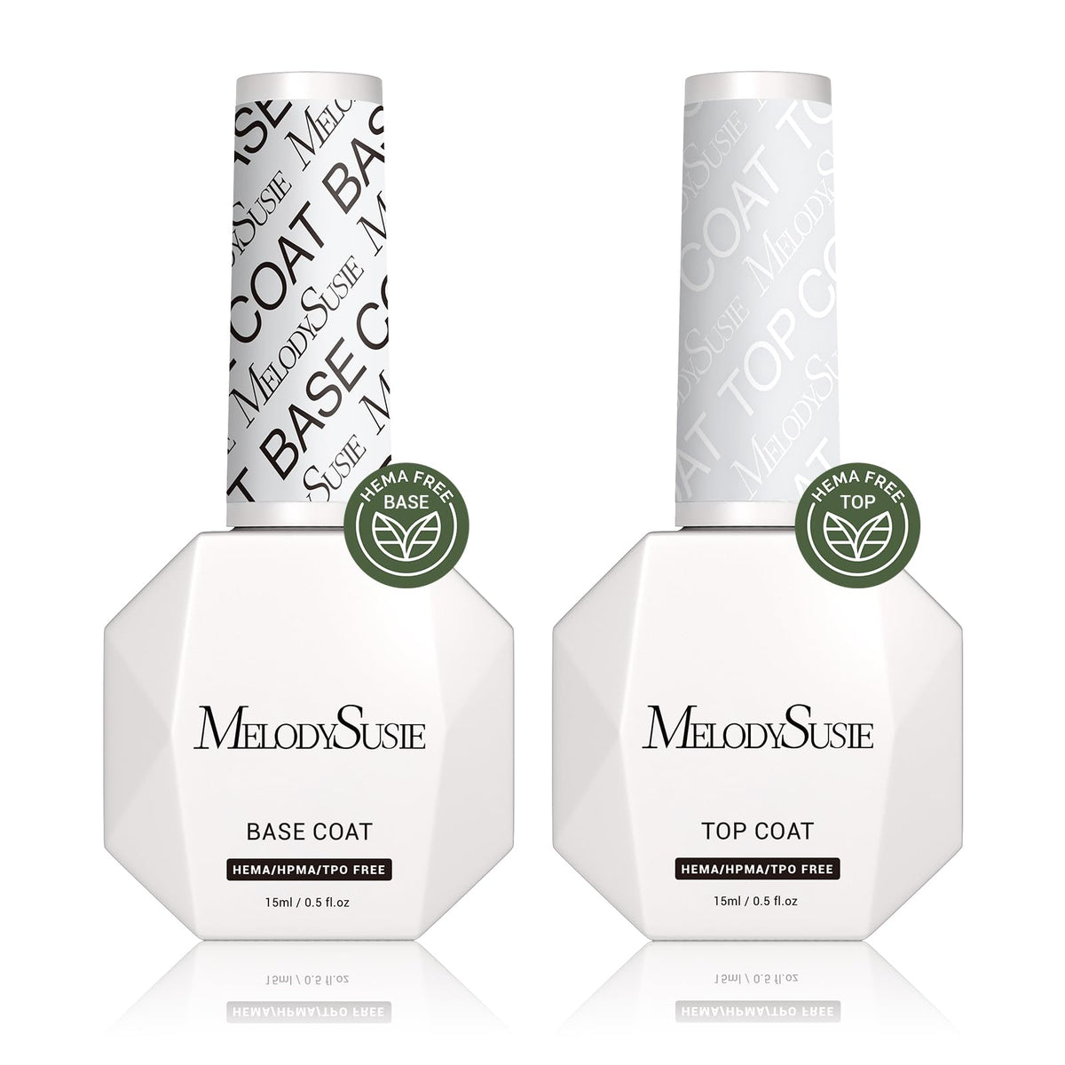 MelodySusie Hema-free base coat bottle improves adhesion for long-lasting manicure.
