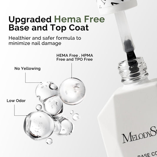 MelodySusie Hema-free top coat bottle delivers a glossy, no-wipe finish.