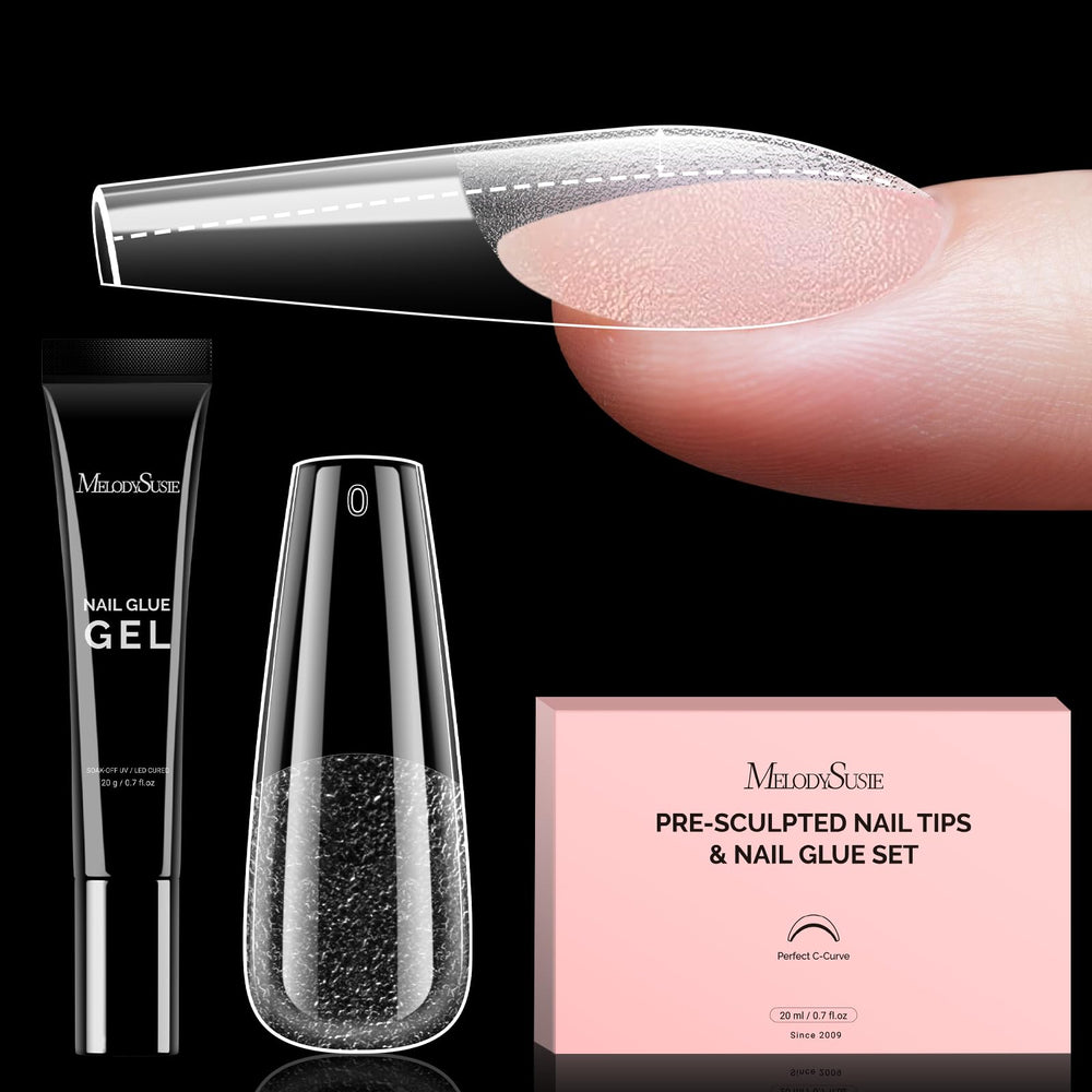 MelodySusie long coffin nail tips kit for precise nail shape customization