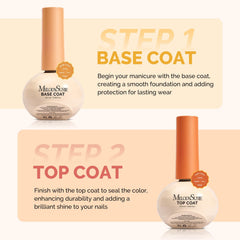 MelodySusie long-wear shine bottle showcases a glossy finish on nails