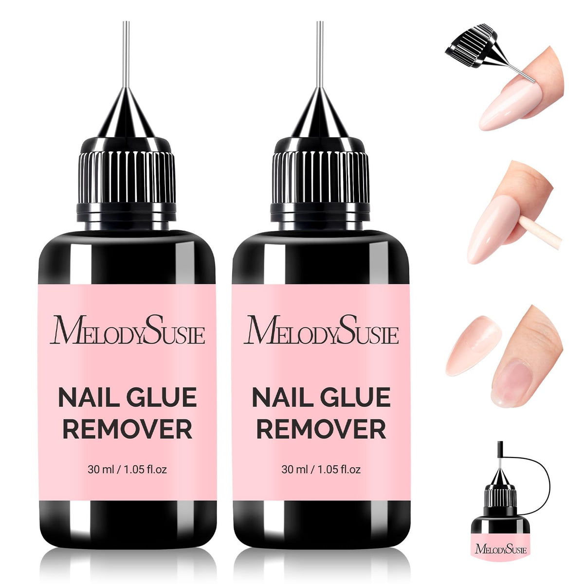 MelodySusie nail glue remover 2-pack; fast, acetone-free formula for easy glue removal