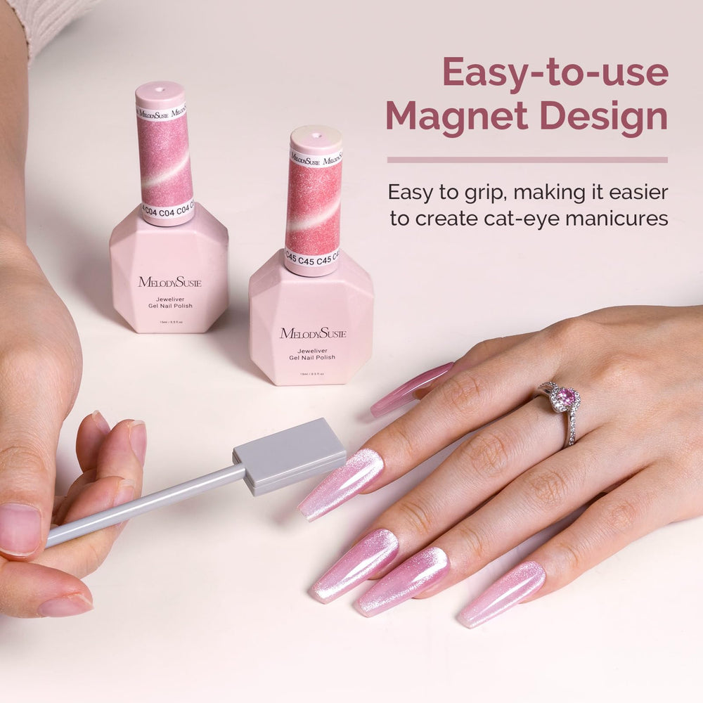 MelodySusie Cat Eye magnets for nails producing dramatic, reflective cat eye looks.