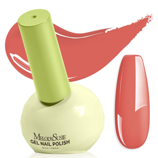 MelodySusie orange gel polish bottle tilted for easy access and precise application
