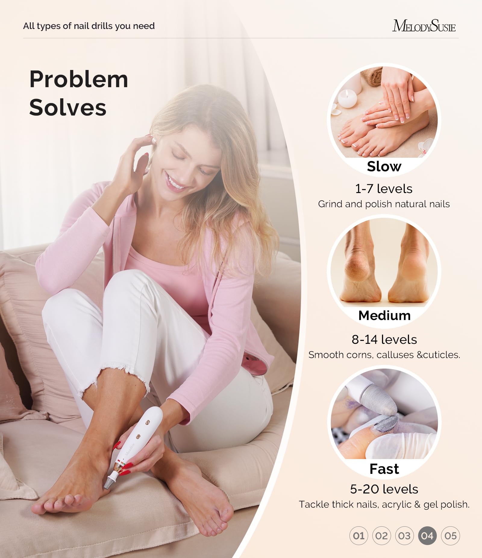MelodySusie PC650E low heat and low vibration for comfortable sessions.