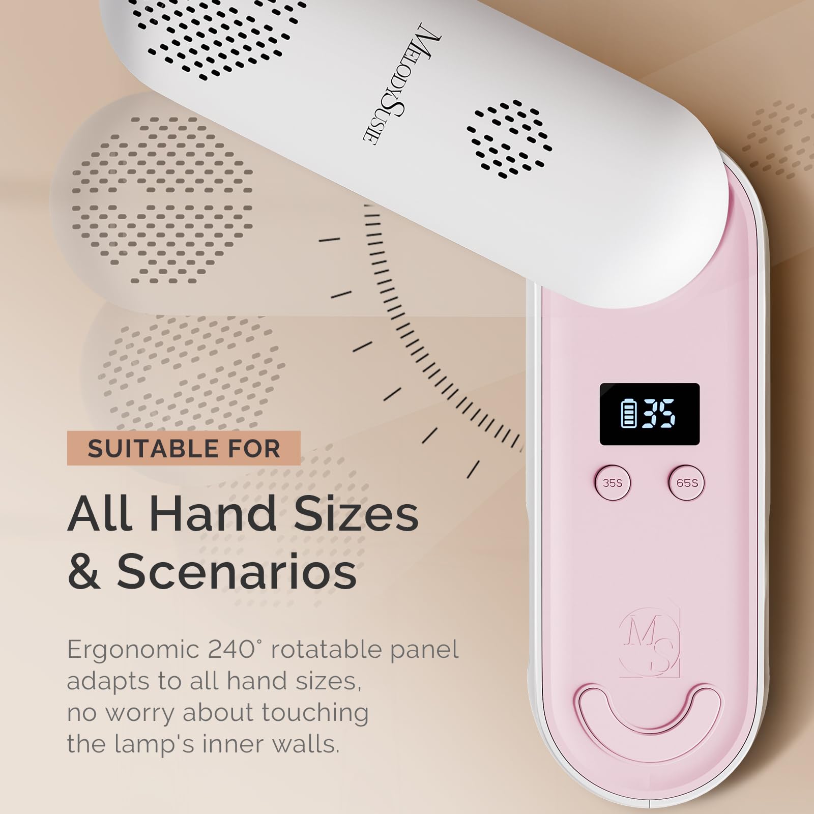 Pink MelodySusie lamp adds style to a home nail station.