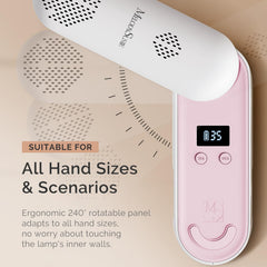 Pink MelodySusie lamp adds style to a home nail station.
