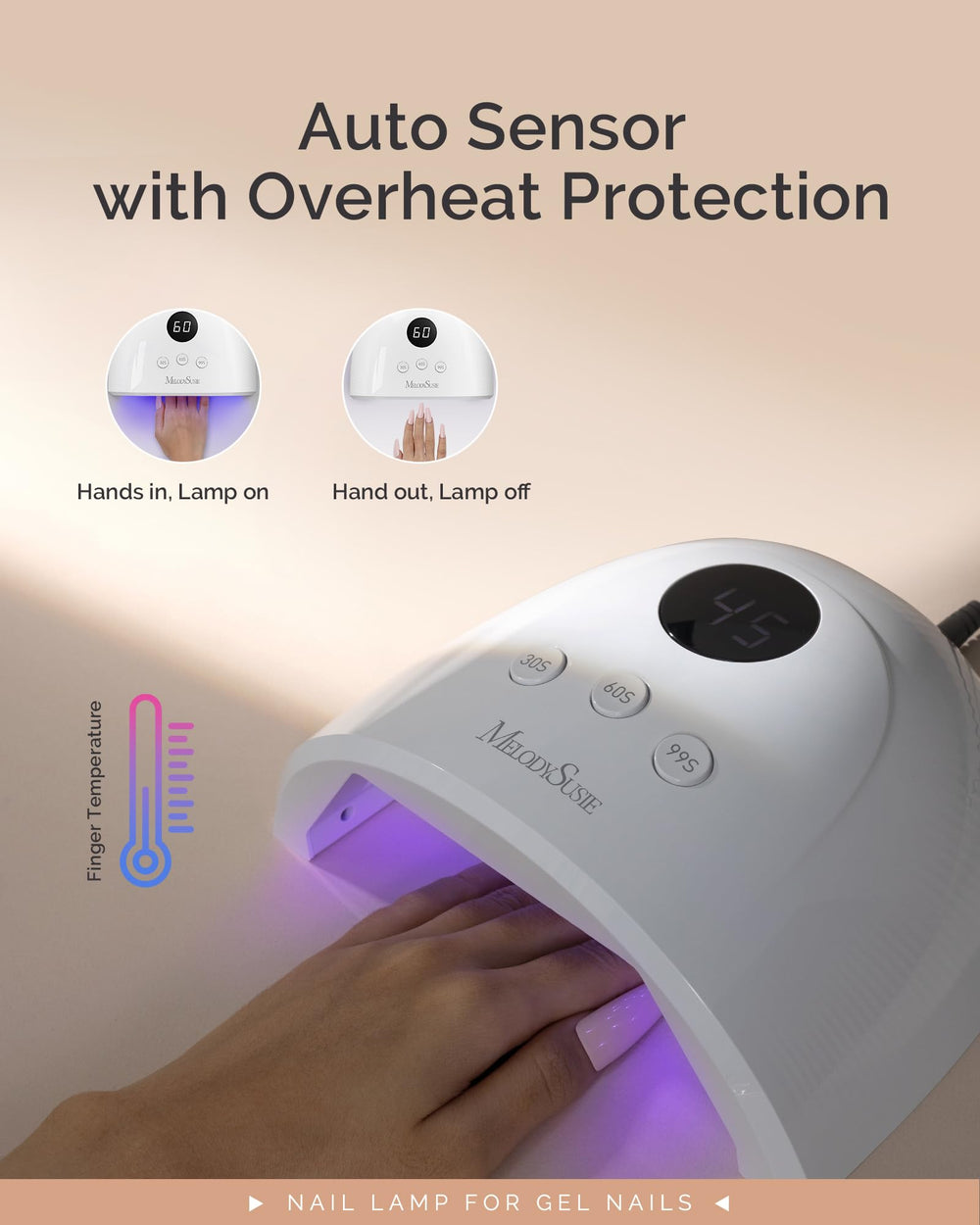 Three timer settings on MelodySusie Plus30F provide precise curing control.