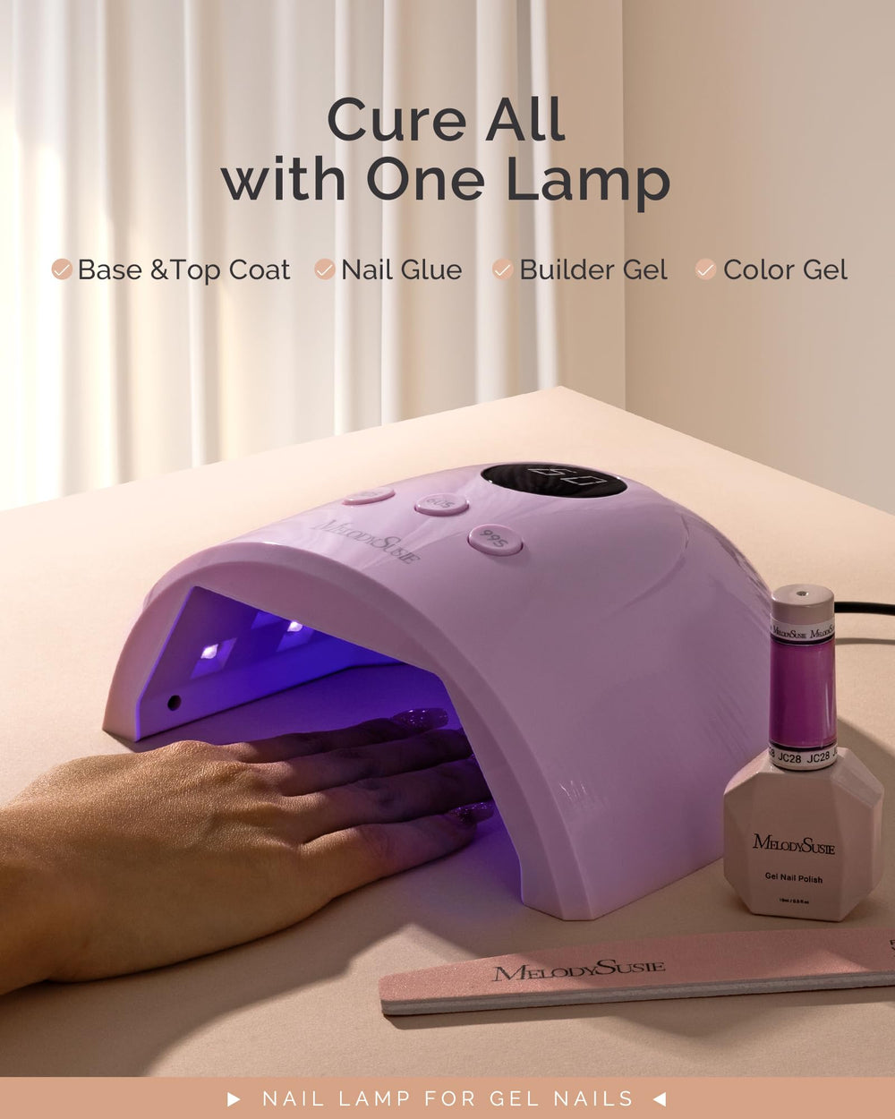 MelodySusie Plus30F inside view shows dual LED UV beads for even cures