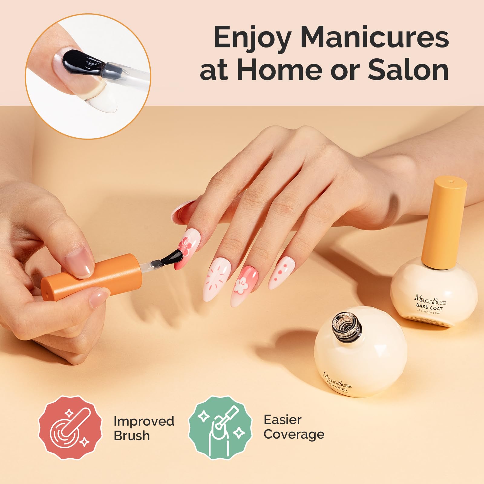 MelodySusie round brush applying gel smoothly with precise control along edges