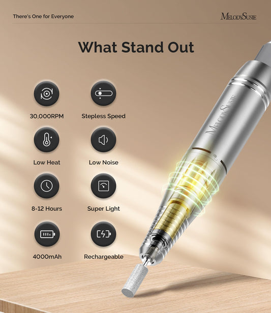 MelodySusie SC300F cordless nail drill enables portable manicures