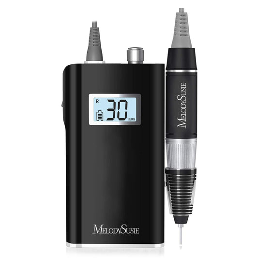 MelodySusie SC320H battery pack showing long cordless use possible for mobile nails