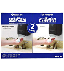 Members Mark antibacterial foaming hand soap refill 2-pack for busy areas.