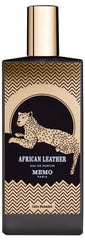 Memo Paris African Leather bottle front view showing premium fragrance design.