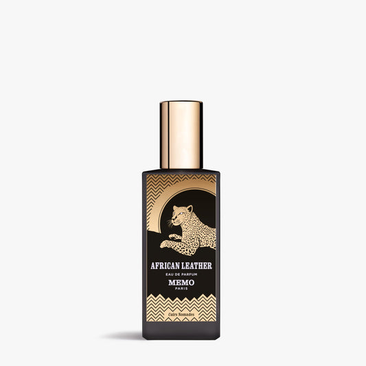 Memo Paris African Leather bottle pour highlights warm, spicy opening for a bold first impression.