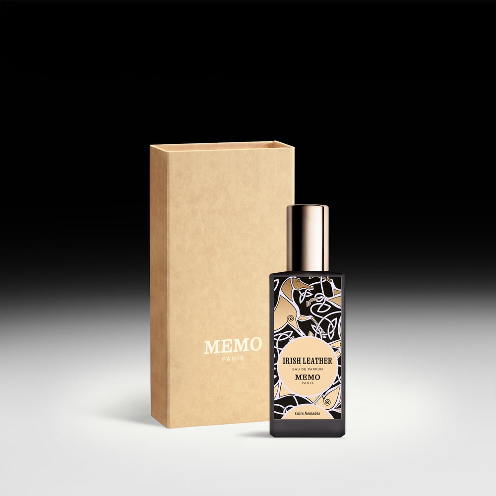 Memo Paris Irish Leather packaging display highlights luxury branding and gift-ready presentation.
