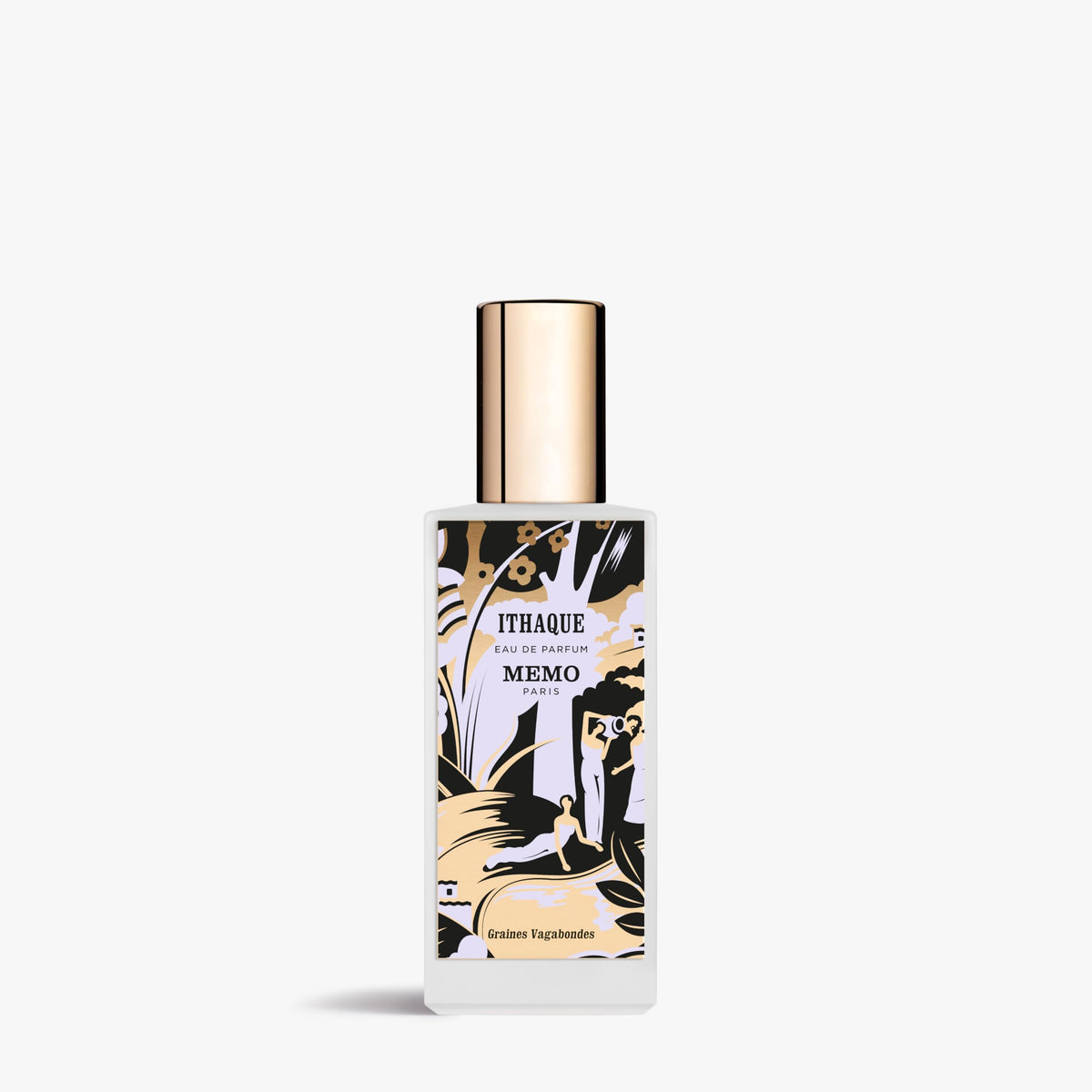 Memo Paris Ithaque bottle front view highlighting elegant design and branding.