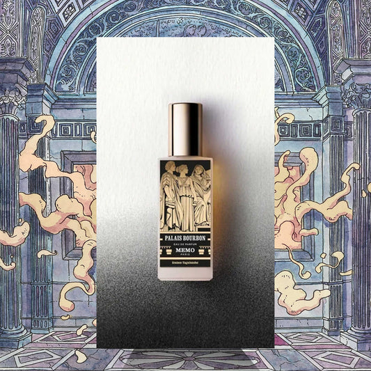 Memo Paris Palais Bourbon vanilla-amber close-up conveying warm, inviting aura.
