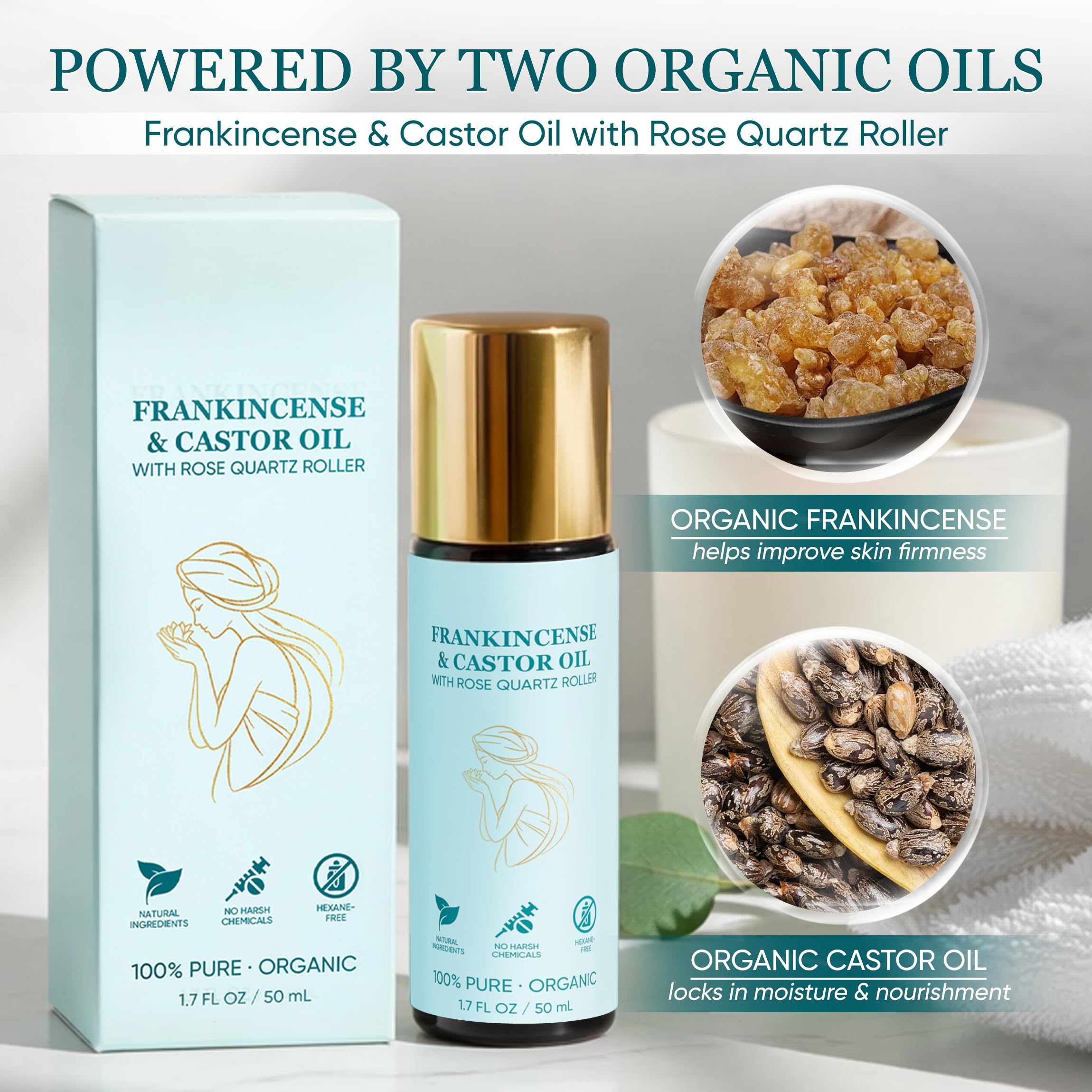 MEMOCORE Frankincense & Castor Oil bottle highlights hexane-free organic formula