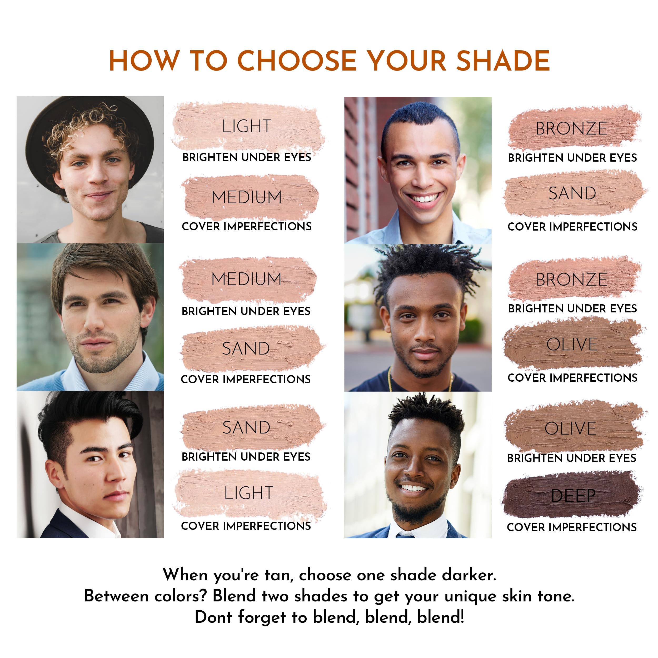 Six shade options including Deep for natural blending with skin tones.