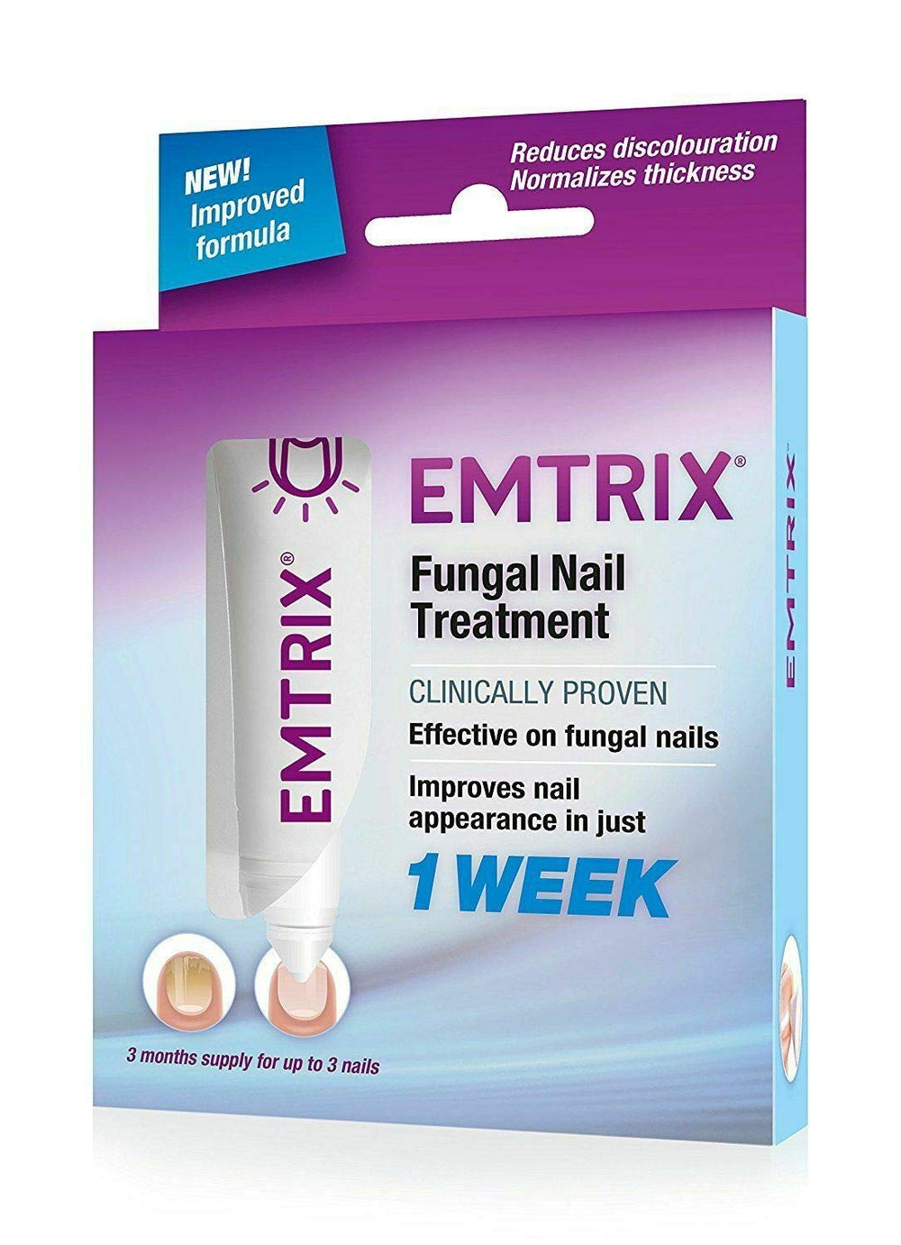 Menarini Emtrix nail treatment bottle for hydrated, improved-looking nails.