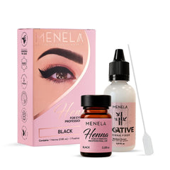 Menela Eyebrow Henna Tint Kit box showcases an all-in-one brow solution for easy at-home use