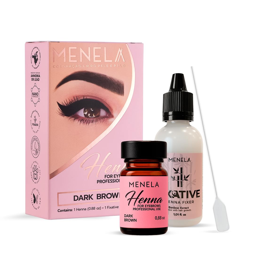 MENELA eyebrow henna tint kit dark brown for natural-looking brows.
