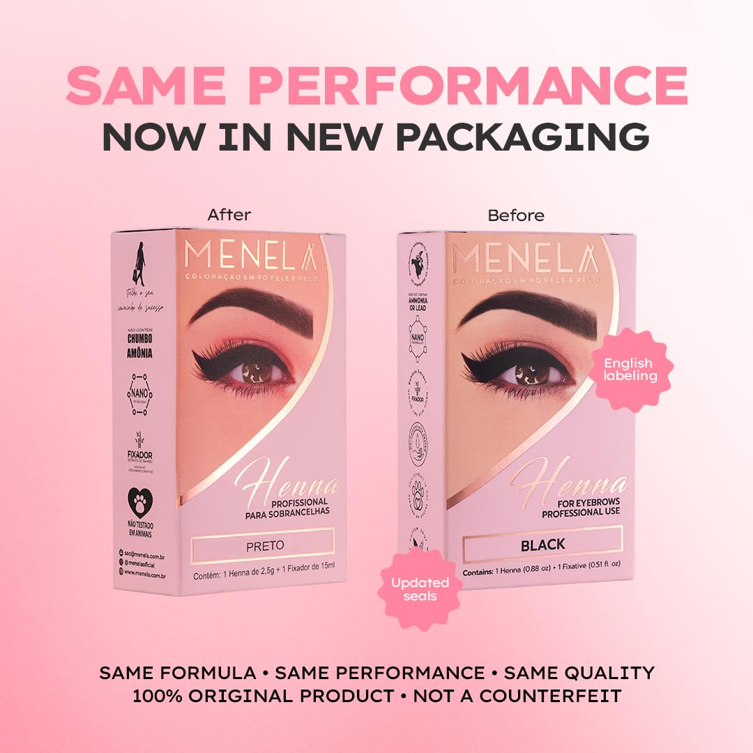 Menela Eyebrow Henna Tint Kit henna powder delivers natural black shade with precise definition