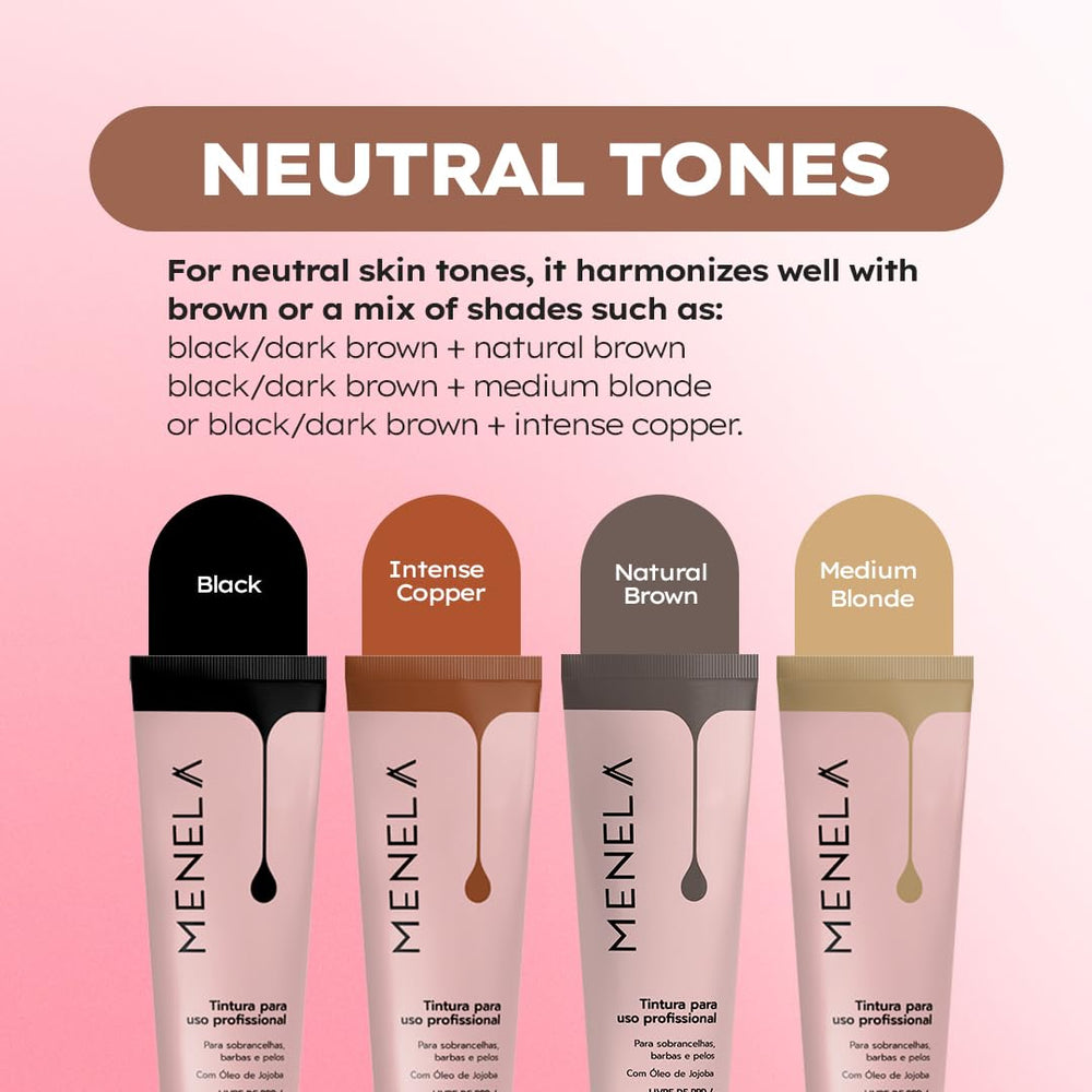 Menela Eyebrow Tint Kit brow swatch on skin shows natural result.