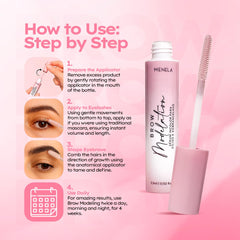  Menela lightweight serum texture ready for daily brow and lash use.