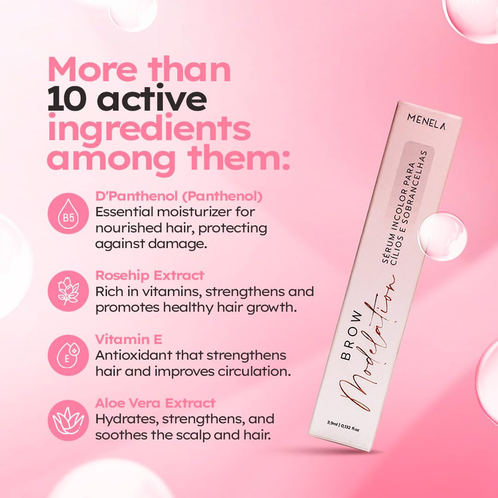  Menela with vitamin E and biotin for conditioning brows and lashes.