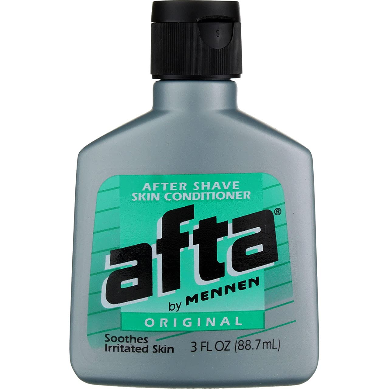 Mennen Afta bottle highlights a lightweight, non-greasy texture for sensitive skin