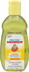 Mennen Baby Cologne fragrance application demonstrates a gentle mist on skin.