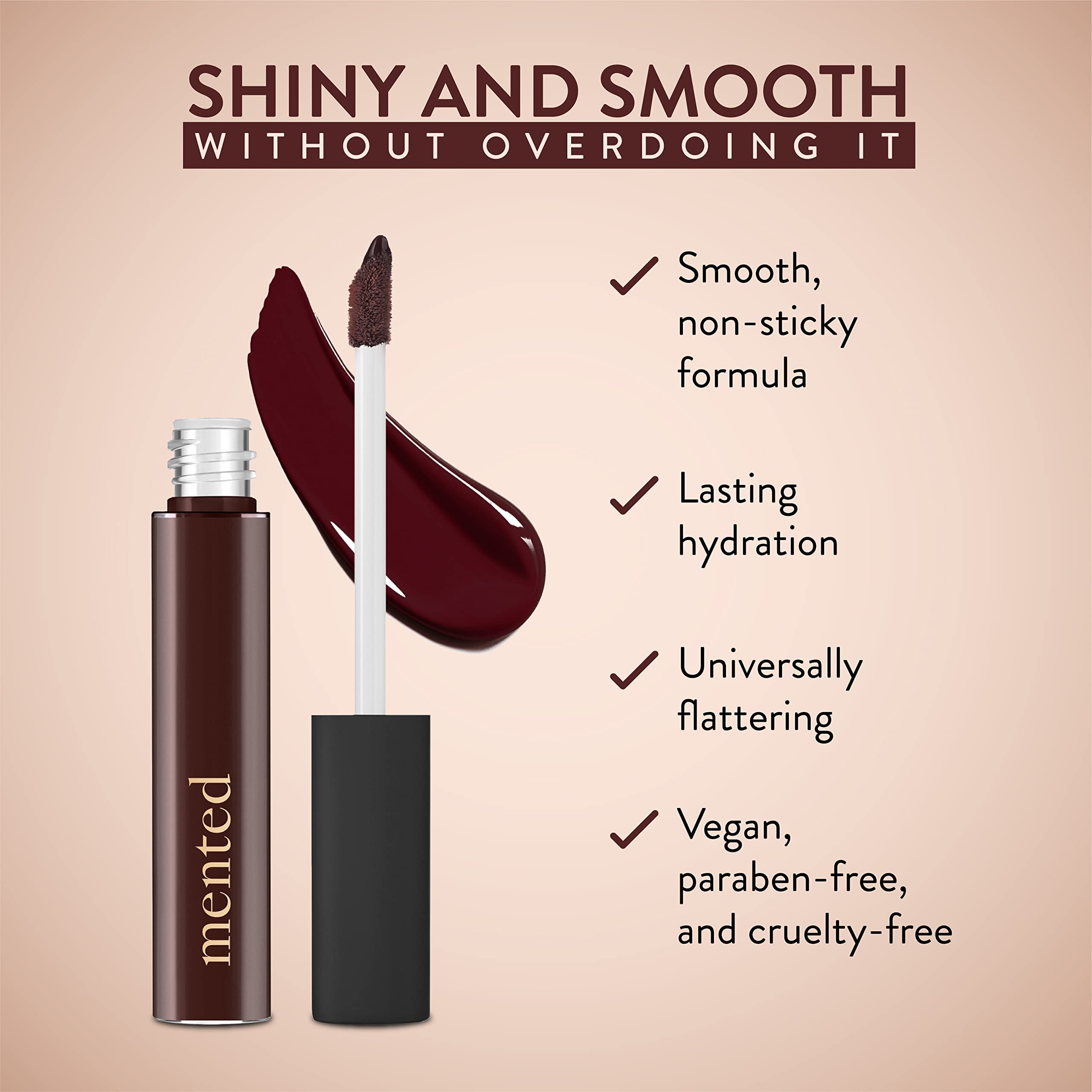 Application shot of Mented Baby Brown lip gloss on lips