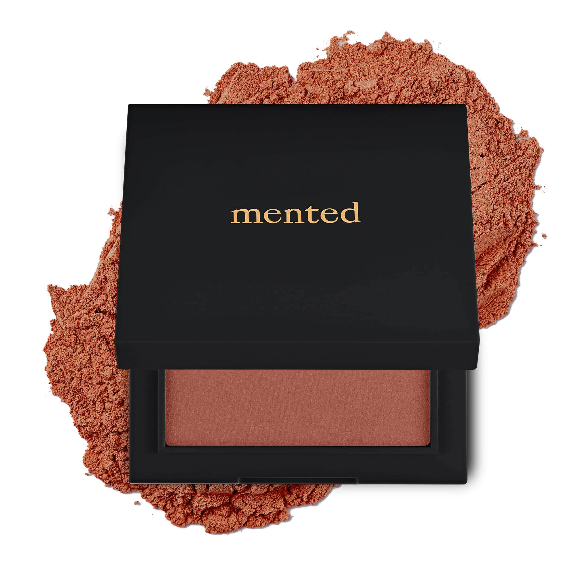 Mented Clay Too Much blush palette closeup highlighting blendable color for day to night looks.