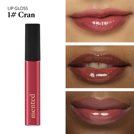 Mented Cranberry Pink Lipgloss swatches highlight rich shine and smooth finish