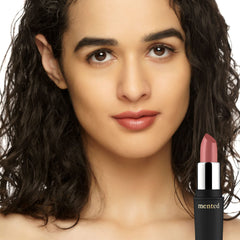 Lips appear moisturized with a semi-matte finish during daytime.