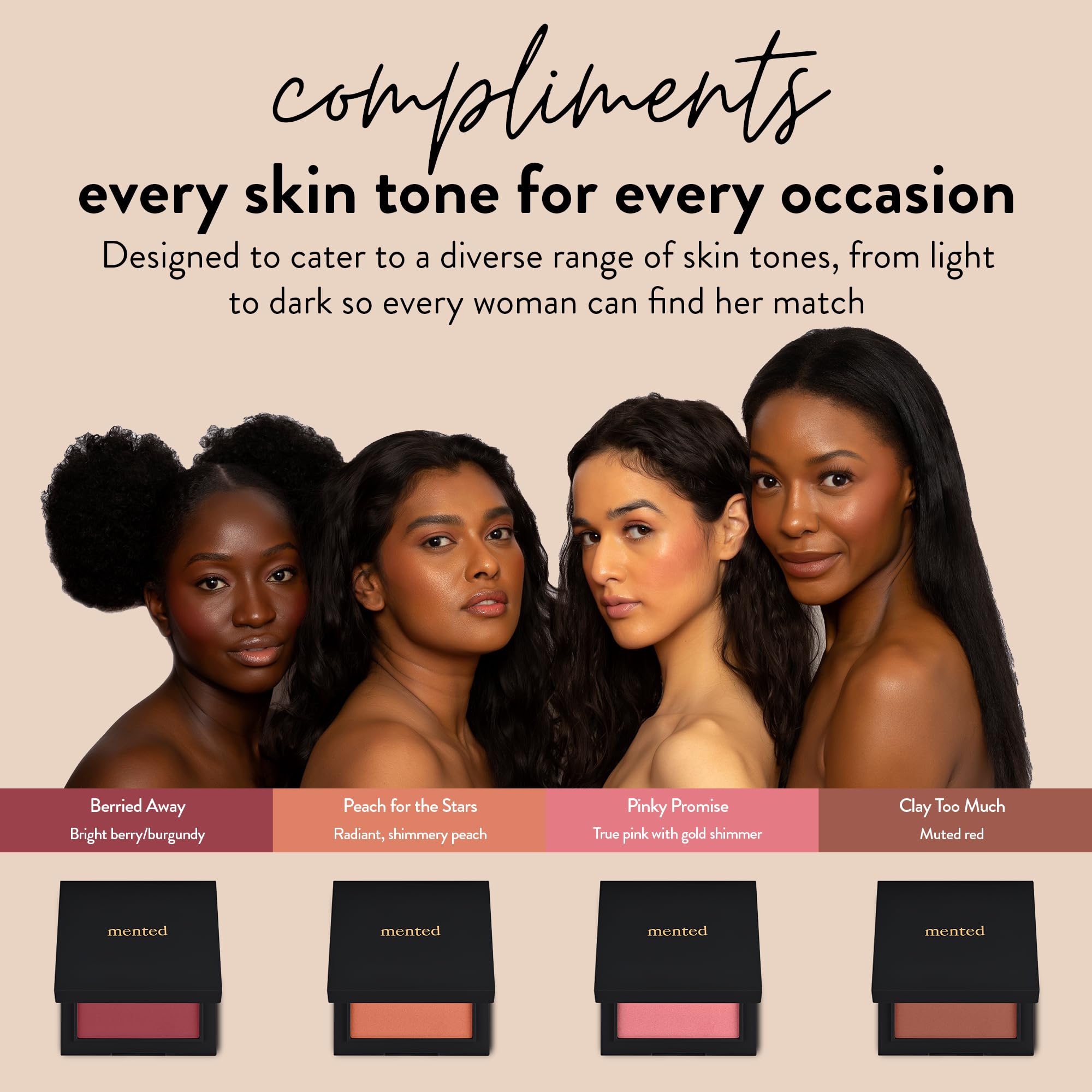 Open Peach for the Stars palette reveals four shimmering peach tones for a radiant glow.