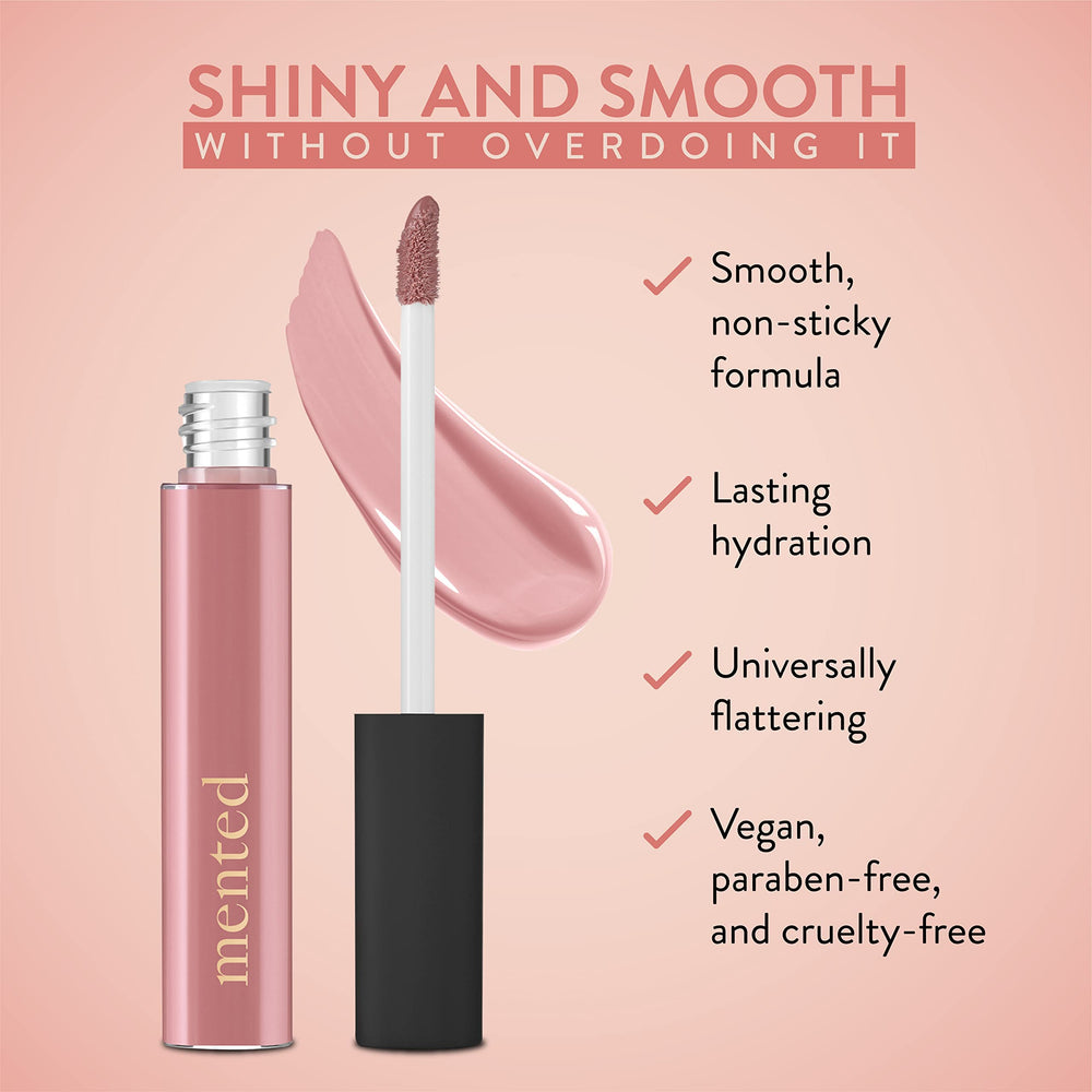 Mented Pink About Me lip gloss applicator for smooth, precise application.