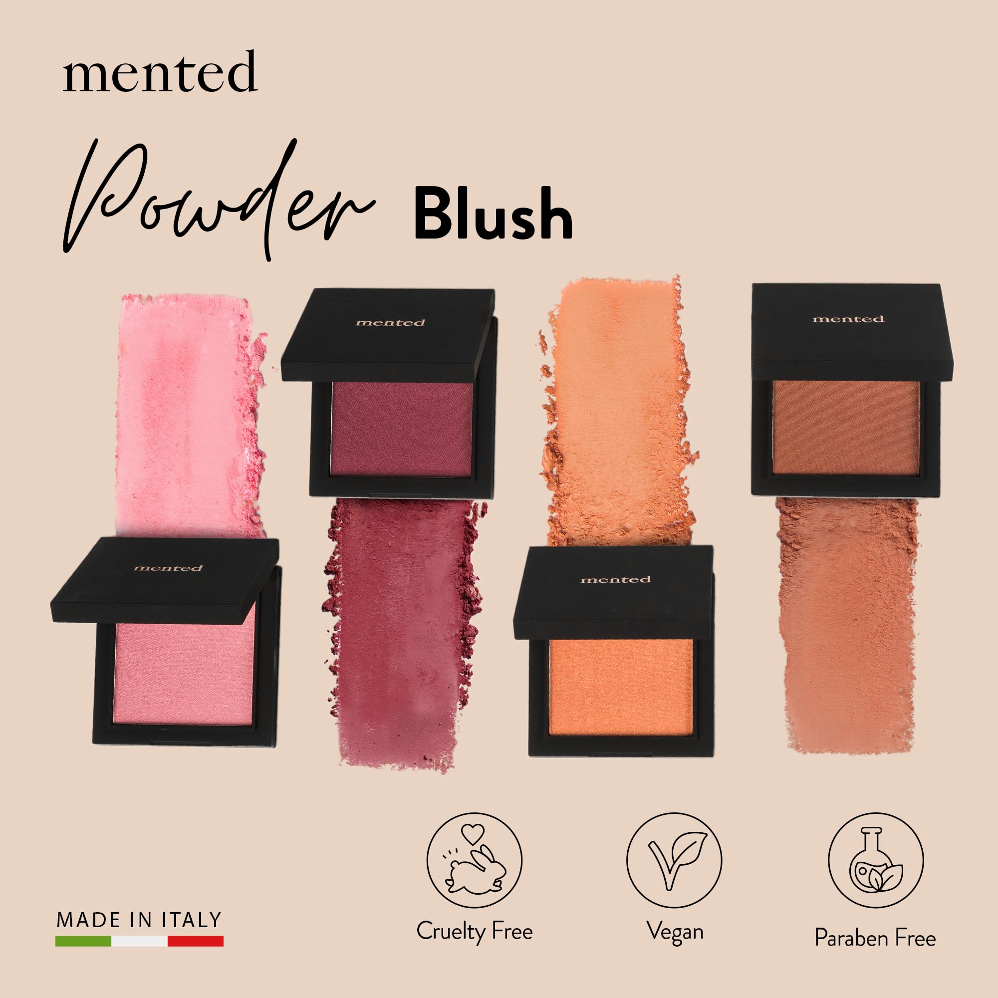 Mented Pinky Promise blush closeup showing true pink shade with gold shimmer for warm glow.