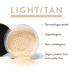 Mented translucent setting powder pan highlights long-lasting, shine-free wear.