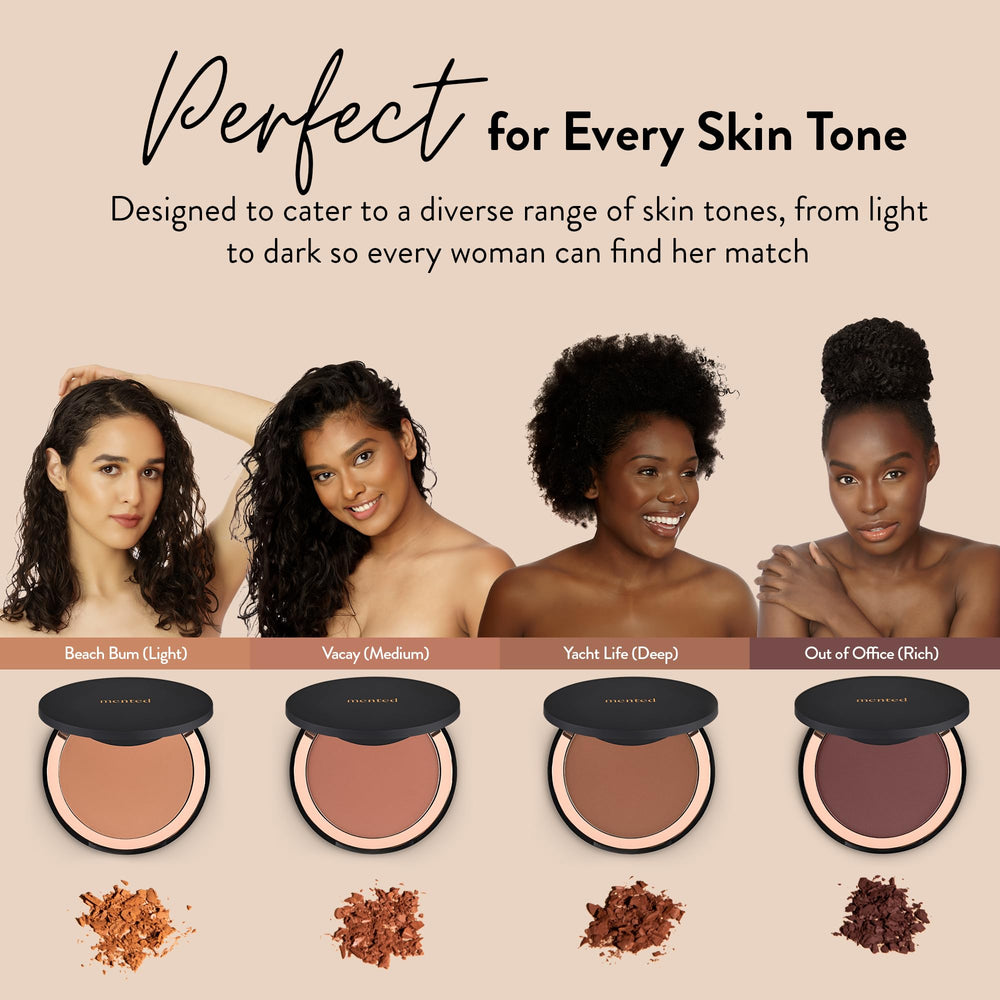 Mented Vacay bronzer palette side view highlighting buildable color.