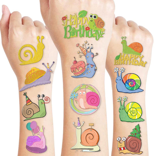 MeoIsDaBest cute snail tattoos eight-sheet packaging for party planning