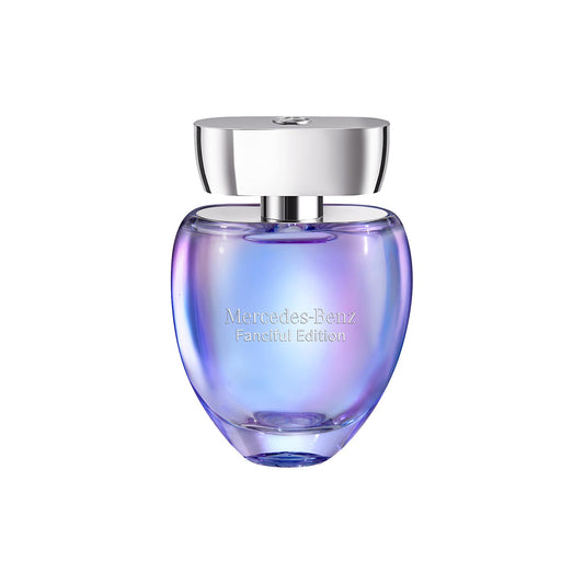 Mercedes Benz Fanciful eau de toilette bottle front shows vibrant citrus and musk notes.
