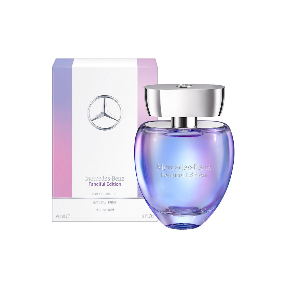 Mercedes Benz Fanciful cap closeup highlights elegant bottle design and premium branding.