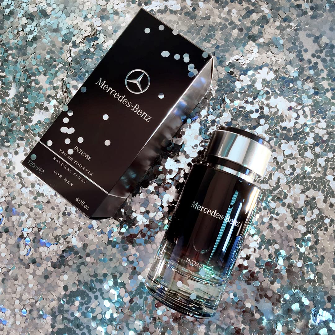 Mercedes-Benz Intense amber hue hints at warm, lasting aroma.