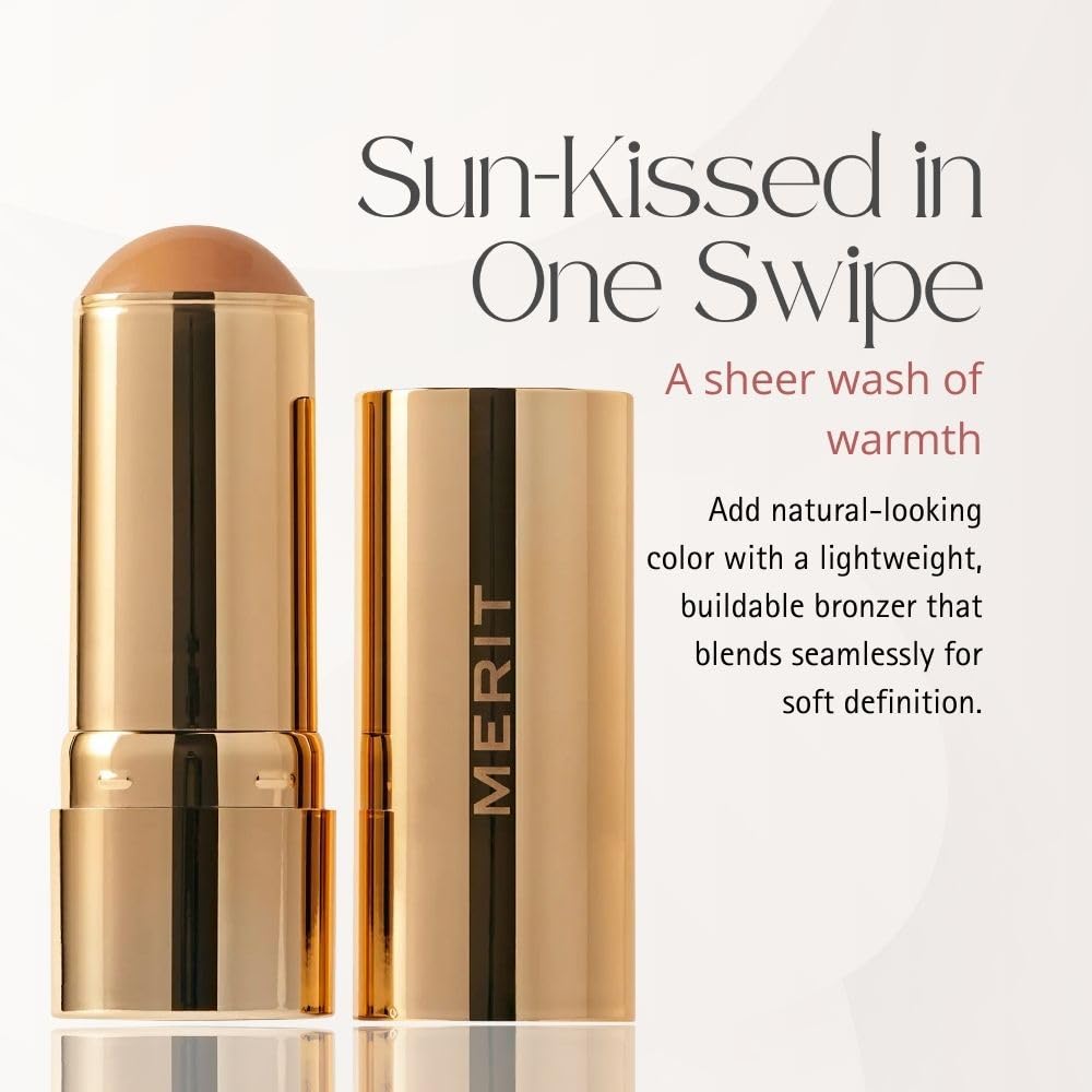 Merit Bronze Balm Quince swatch shows buildable sheer warmth for fair skin