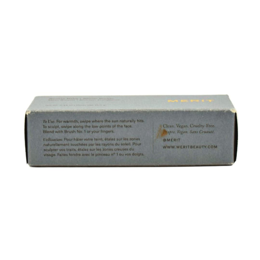 MERIT Bronze Balm Quince texture close-up highlights sheer, skin-like finish.
